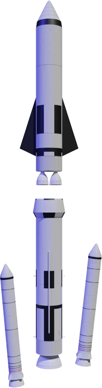 Rocket in a vertical position, in space